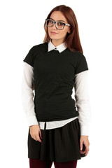 Blank t-shirt mock-up - Cute preppy, fashion geek girl ready for your design