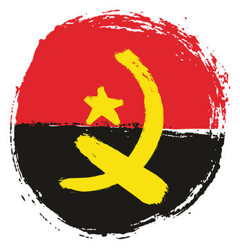 recommend clip art: Angola Circle Flag Vector Hand Painted with Rounded Brush
