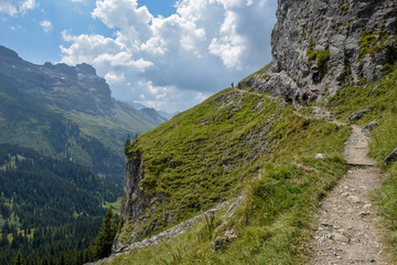 Mountain path at Engstlenalp over Engelberg on Switzerland