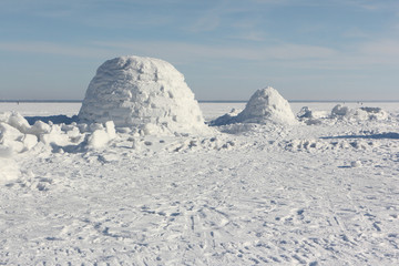 Igloo  standing on a snowy glade  in the winter