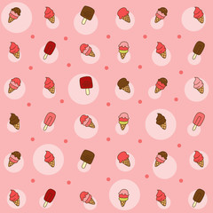 vector cartoon ice cream repeatable motive pattern texture in pink template