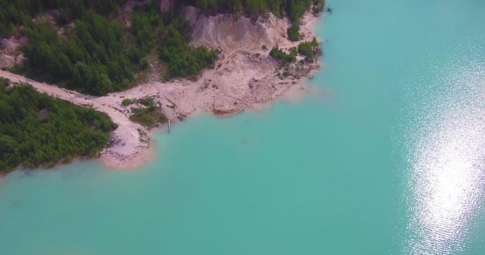 aerial survey of a kaolin pit flooded with water