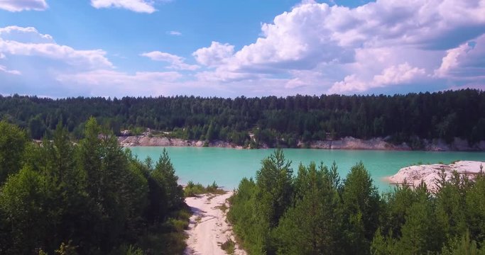 aerial survey of a kaolin pit flooded with water