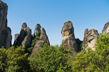 Huge rocks for climbing at Meteora valley near Kalambaka, Thessaly, Greece