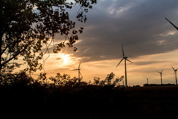Obraz premium Windkraft - Sonnenuntergang
