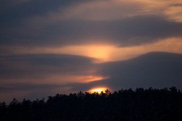 Clouds and Sunset with sun rays