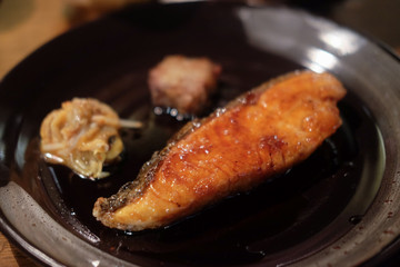 Delicious grilled salmon steak