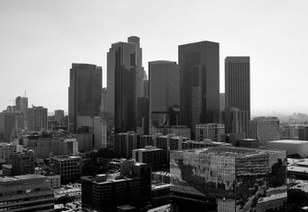 Fototapeta na wymiar Downtown Los Angeles Skyline Cityscape L.A. black and white noir