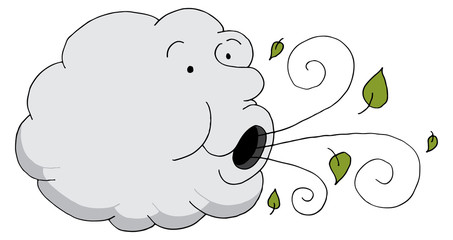 Leaves Windy Day Cloud Cartoon Blowing Wind