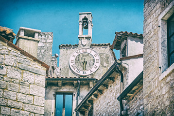 Architecture in Bale old town, Croatia, analog filter