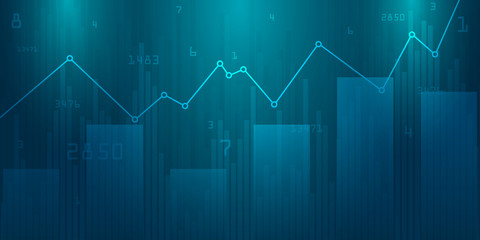 Stock market graph .Business candle stick graph chart of stock market investment trading on dark background design. Trend of graph, Bullish point. Vector illustration