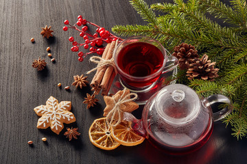 Gingerbread cookies and fruit tea.