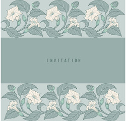 Art-nouveau floral datura invitation