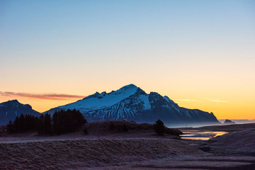 Beautiful views of the snow-capped mountains in Iceland.