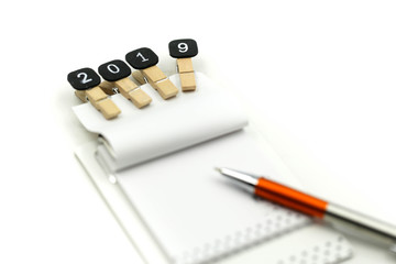 Education and business design concept with word 2019 using for  coming New Year 2019.