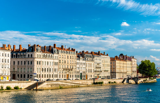 Riverside of the Saone in Lyon, France