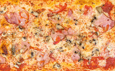 Obraz na płótnie Canvas Pizza as food background. Top view.
