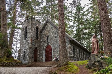 Fototapeta premium September 08 2018 Juneau Alaska. Sainte Therese church near Juneau Alaska