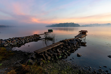 View of the Dnieper river in Kiev, Ukraine, the morning at dawn