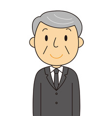 男性　シニア　喪服のおじいちゃん　笑顔　冠婚葬祭