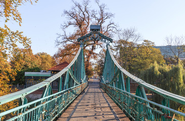 Opole - a penny bridge (most groszowy) on miller channel (kanał młynówka)  - obrazy, fototapety, plakaty