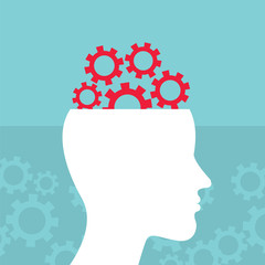 Head and brain work. Brain storming, successful idea concept. Vector illustration