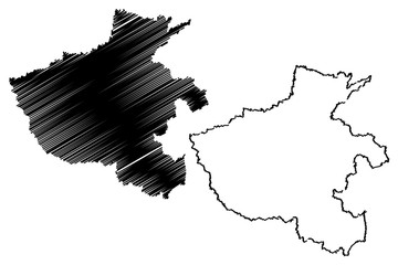 Henan Province (Administrative divisions of China, China, People's Republic of China, PRC) map vector illustration, scribble sketch Zhongyuan or Zhongzhou map