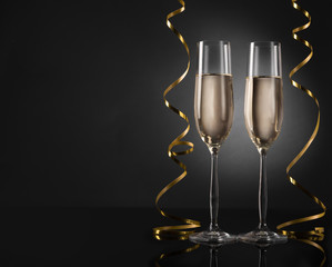 New year background with champagne flutes