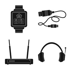 Vector design of laptop and device symbol. Collection of laptop and server stock symbol for web.