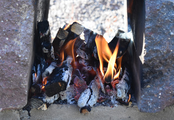 Flame of fire in the furnace.