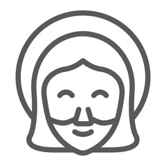 Jesus line icon, portrait and christ, god sign, vector graphics, a linear pattern on a white background.