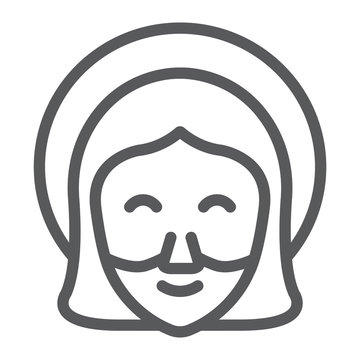 Jesus line icon, portrait and christ, god sign, vector graphics, a linear pattern on a white background.