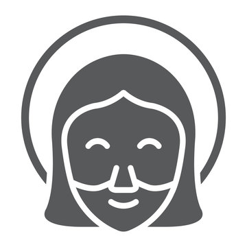 Jesus glyph icon, portrait and christ, god sign, vector graphics, a solid pattern on a white background.