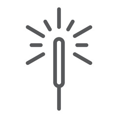 Sparkler line icon, flame and firecracker, bengal sign, vector graphics, a linear pattern on a white background.