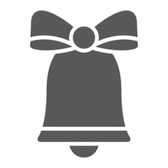 Christmas bell glyph icon, xmas and design, handbell sign, vector graphics, a solid pattern on a white background.