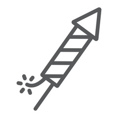 Fireworks rocket line icon, party and celebration, rocket sign, vector graphics, a linear pattern on a white background.
