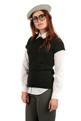 Blank t-shirt mock-up - Cute preppy, fashion geek girl ready for your design