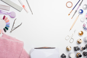 Manicure - tools for creating, gel polishes, all for the treatment of nails, the concept of beauty,...