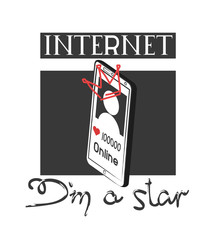 slogan with smartphone for printing on t-shirt and other