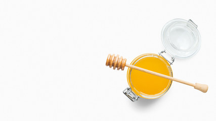 Jar full of fresh honey isolated on white - Powered by Adobe