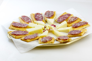 Appetizer with cheese and Italian salami