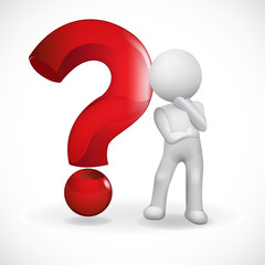 Question mark. Thought man - undecided