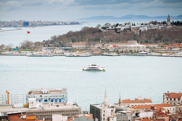 JANUARY 14, 2018 TYRKEY, ISTANBUL: Panoramic view of Istanbul from Galata tower, Turkey