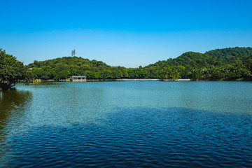 Fototapeta na wymiar Lake on top of the xiqiao mountain foshan city china