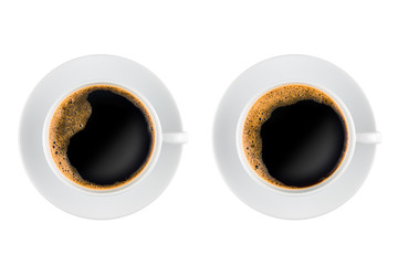 Two cups of coffee top view