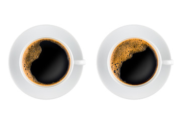 Two cups of coffee top view