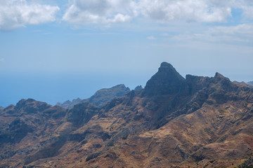 mountain ridge landscape with blue sky on sunny day, Anage Tenerife 