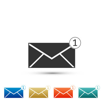 Envelope icon isolated on white background. Received message concept. New, email incoming message, sms. Mail delivery service. Set elements in colored icons. Flat design. Vector Illustration