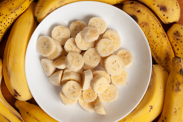 cut banana on the plate