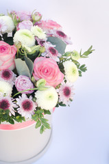 The composition of flowers on top.